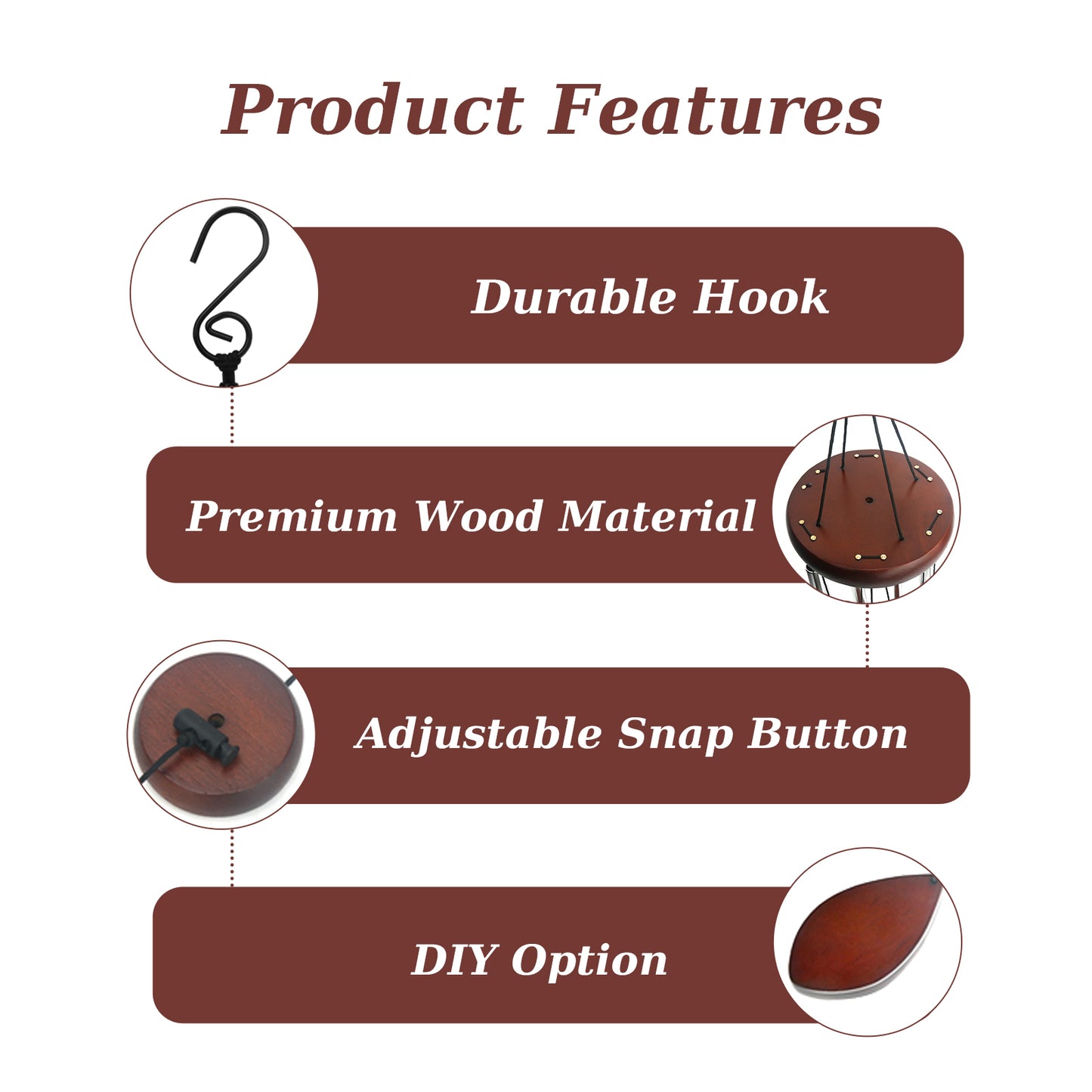 Exrisiry Wind Chimes, 28'' Chimes for Outside Large Deep Tone 6 Aluminum Alloy Tubes Memorial Redwood Wind Chime with S Hook for Friends and Family, Unique Decor for Patio, Garden, Backyard