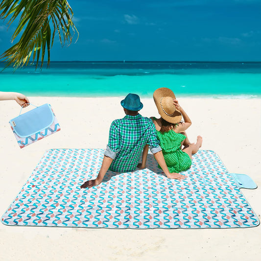 Picnic Mat Sand Free Waterproof, Exrisiry Beach Blanket Foldable Large Size 57“x78” 2 Layers Picnic Blankets Sandproof for Outdoor, Hiking, Travel, Park, Grass