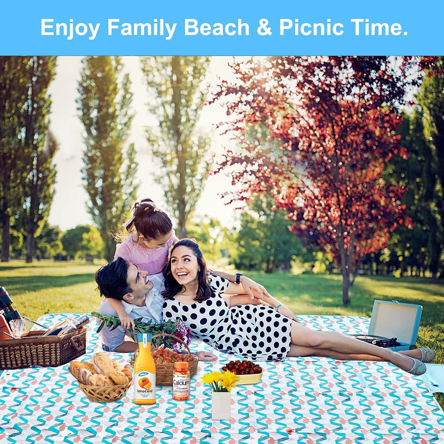 Picnic Mat Sand Free Waterproof, Exrisiry Beach Blanket Foldable Large Size 57“x78” 2 Layers Picnic Blankets Sandproof for Outdoor, Hiking, Travel, Park, Grass